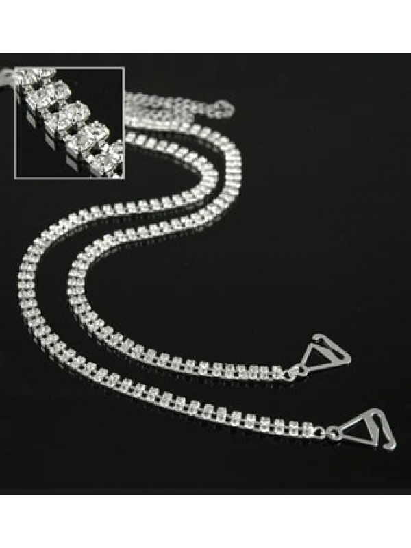 Bra Straps - Two-row Crystal Chain Strap - Clear - BS-HH04