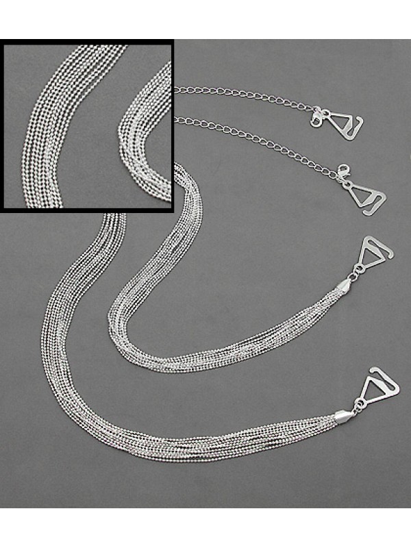 Bra Straps - Multiple Ball Chains - Silver -BS-HH108SL