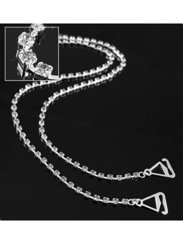 Bra Straps - Single Line Crystal Chain Strap - Clear -BS-HH19CL