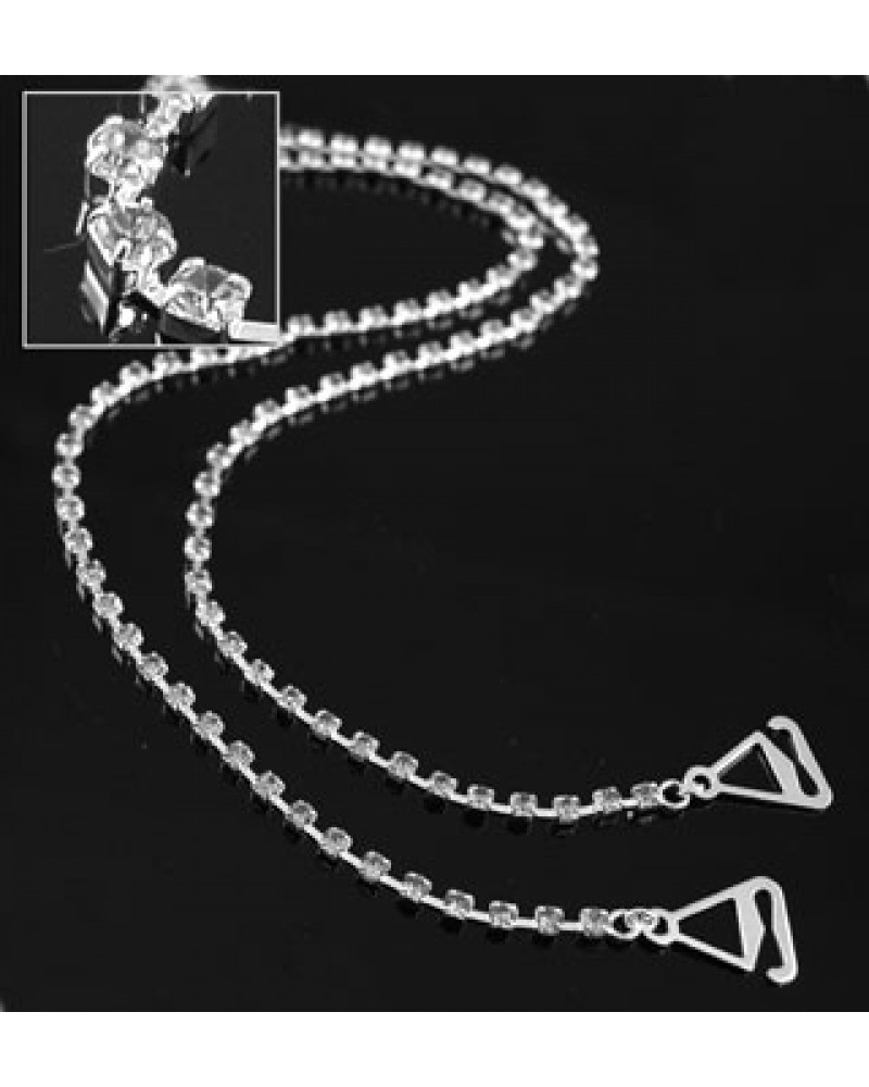 Bra Straps - Single Line Crystal Chain Strap - Clear -BS-HH19CL