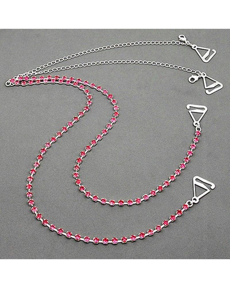 Bra Straps - Single Line Crystal Chain Strap - Pink - BS-HH19PK