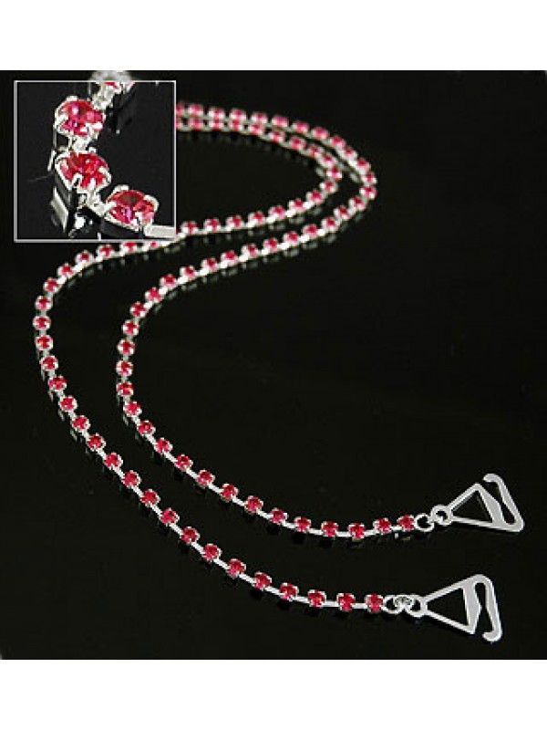 Bra Straps - Single Line Crystal Chain Strap - Red - BS-HH19RD