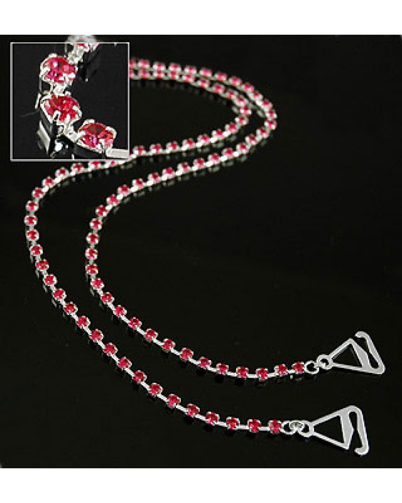 Bra Straps - Single Line Crystal Chain Strap - Red - BS-HH19RD