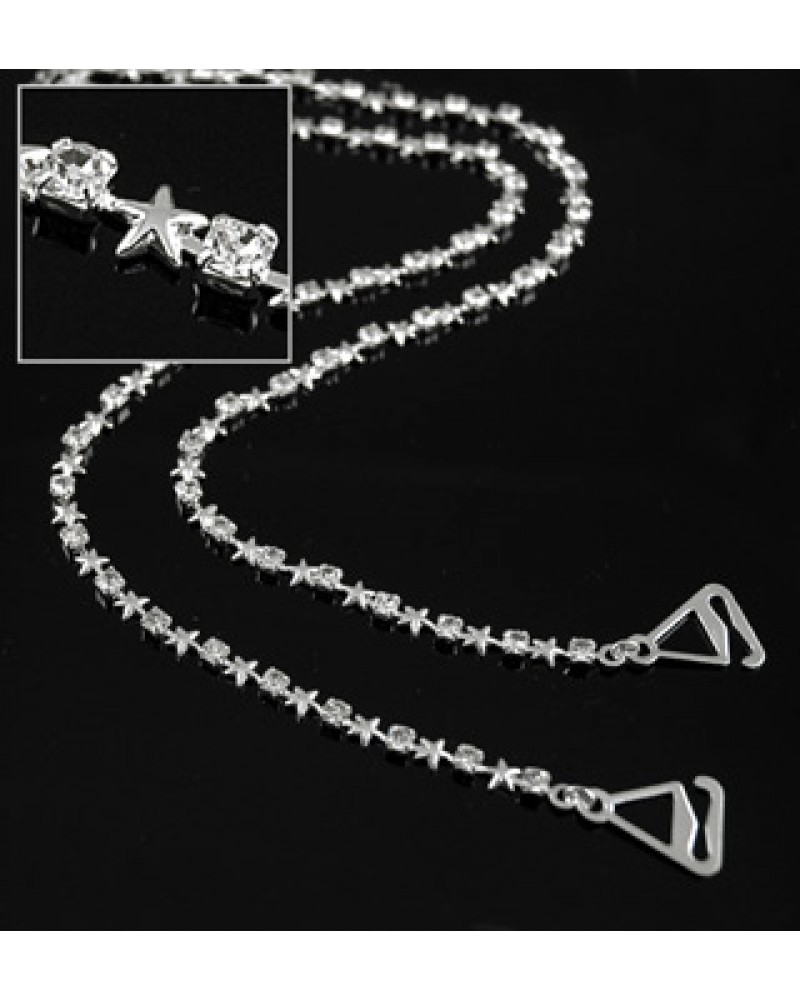 Bra Straps - Silver Single Line w/ Stars - BS-HH46