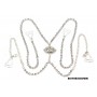 Bra Straps - Crystal Single Chain w/ Crown Charm - Halter Style - Clear - BS-HH83CWNCL