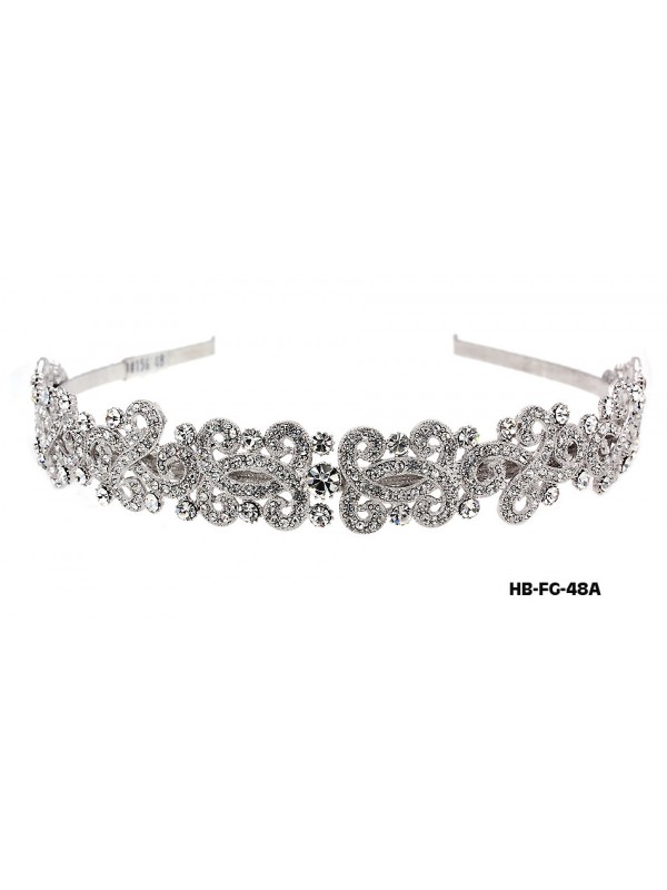 Head Band – Bridal Headpiece w/ Austrian Crystal Stones Flower - HB-FG-48A