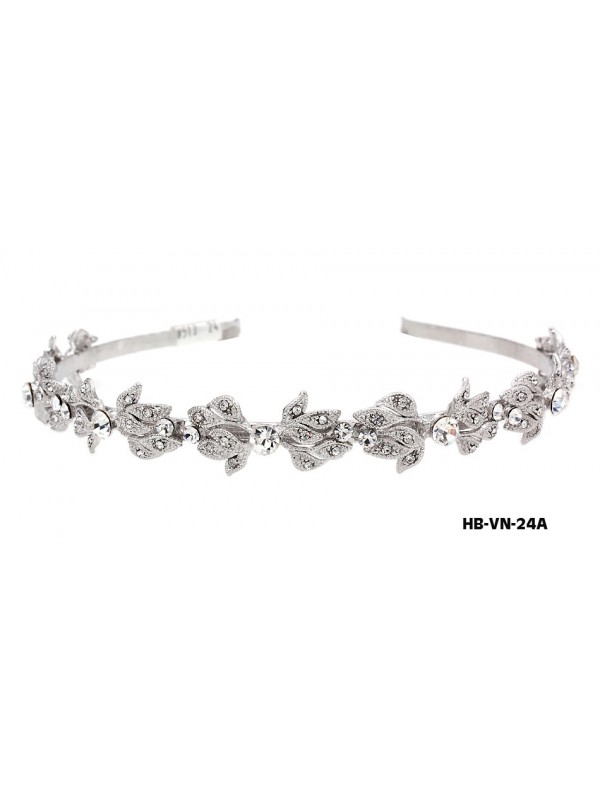 Head Band – Bridal Headpiece w/ Austrian Crystal Stones Flower - HB-VN-24A