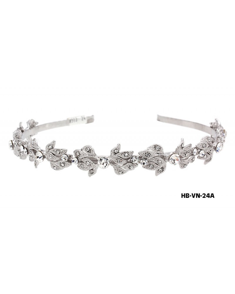 Head Band – Bridal Headpiece w/ Austrian Crystal Stones Flower - HB-VN-24A