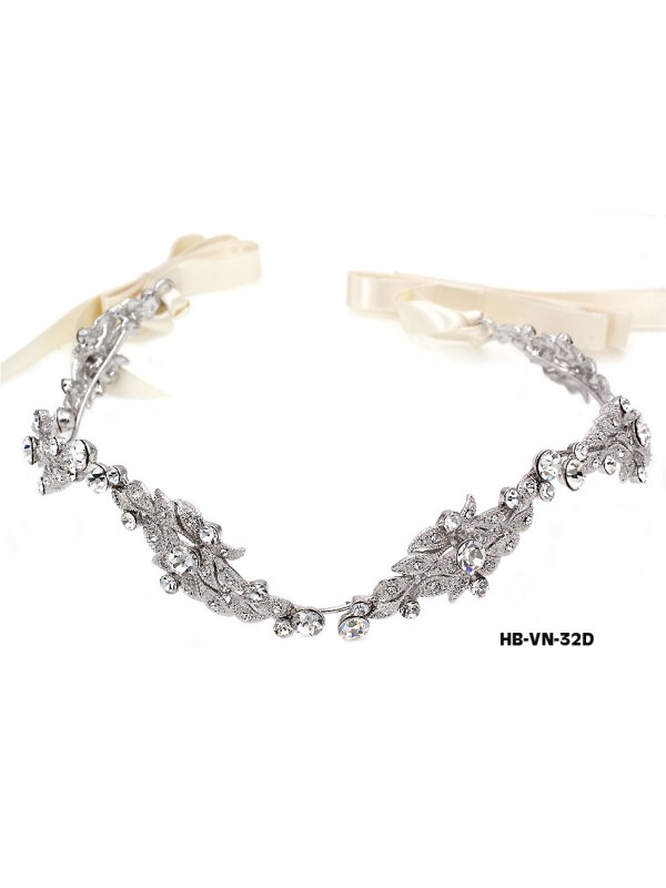 Head Band – Bridal Headpiece w/ Austrian Crystal Stones - HB-VN-32D