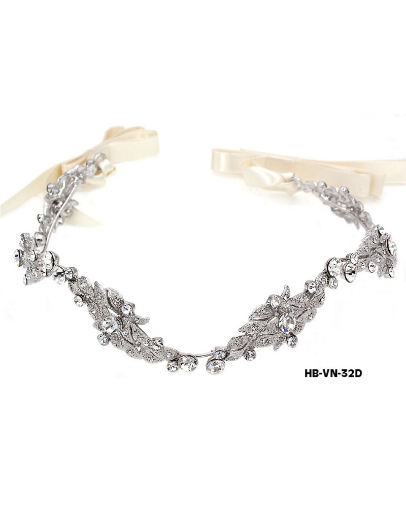 Head Band – Bridal Headpiece w/ Austrian Crystal Stones - HB-VN-32D