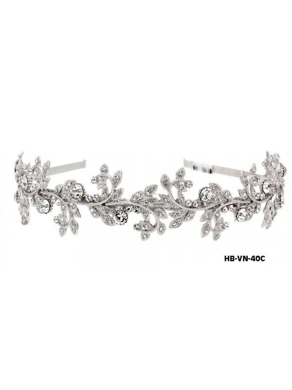 Head Band – Bridal Headpiece w/ Austrian Crystal Stones - HB-VN-40C