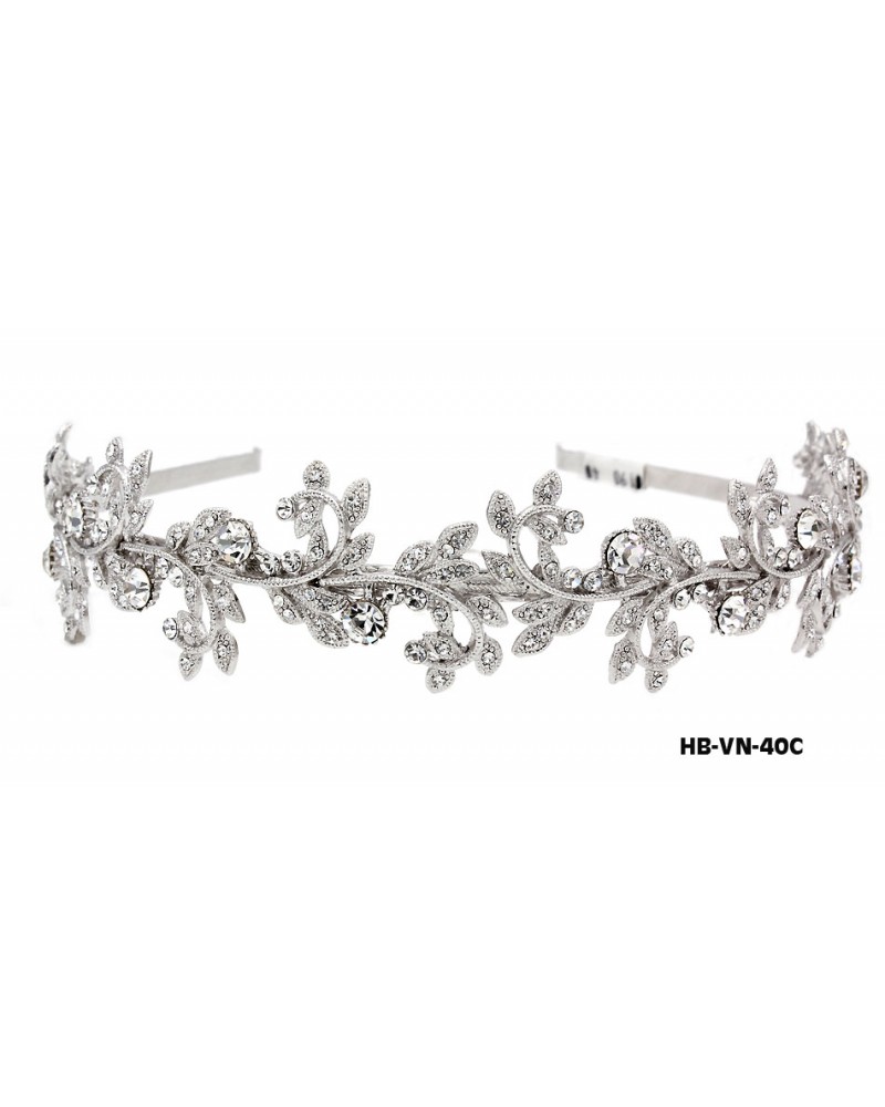 Head Band – Bridal Headpiece w/ Austrian Crystal Stones - HB-VN-40C