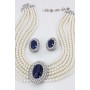 Multi Chain Pearl Necklace and Earrings Set - NE-264BL