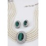 Multi Chain Pearl Necklace and Earrings Set - NE-264GN