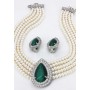 Multi Chain Pearl Necklace and Earrings Set - NE-265GN