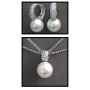 Gift set: Maperla Pearl w/ Swarovski Cubic Zirconia Necklace & Earrings Set - NE-JP10416W