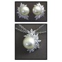 Gift set: Maperla Pearl w/ Swarovski Cubic Zirconia Necklace & Earrings Set - NE-JP10417W