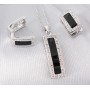 Gift set: Swarovski Cubic Zirconia w/ Onyx Necklace & Earrings Set - NE-JP10993B