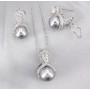 Gift set: Maperla Pearl w/ Swarovski Cubic Zirconia Necklace & Earrings Set - NE-JP11695B