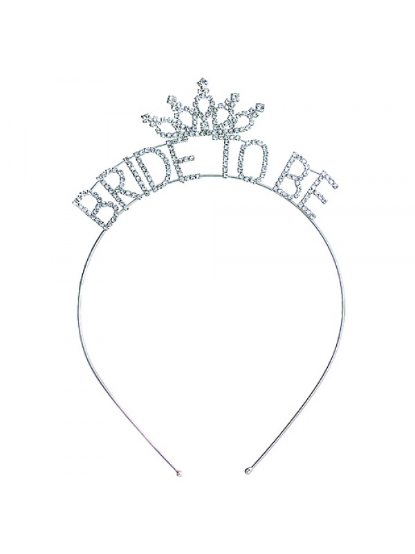 Headband: "Bride To Be" Tiara Rhinestones Headband - HB-71191CR-S