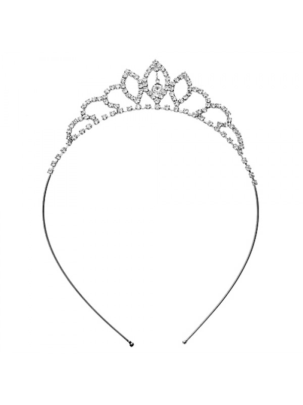 Headband: Rhinestones Tiara Headband - HB-71620CR-S