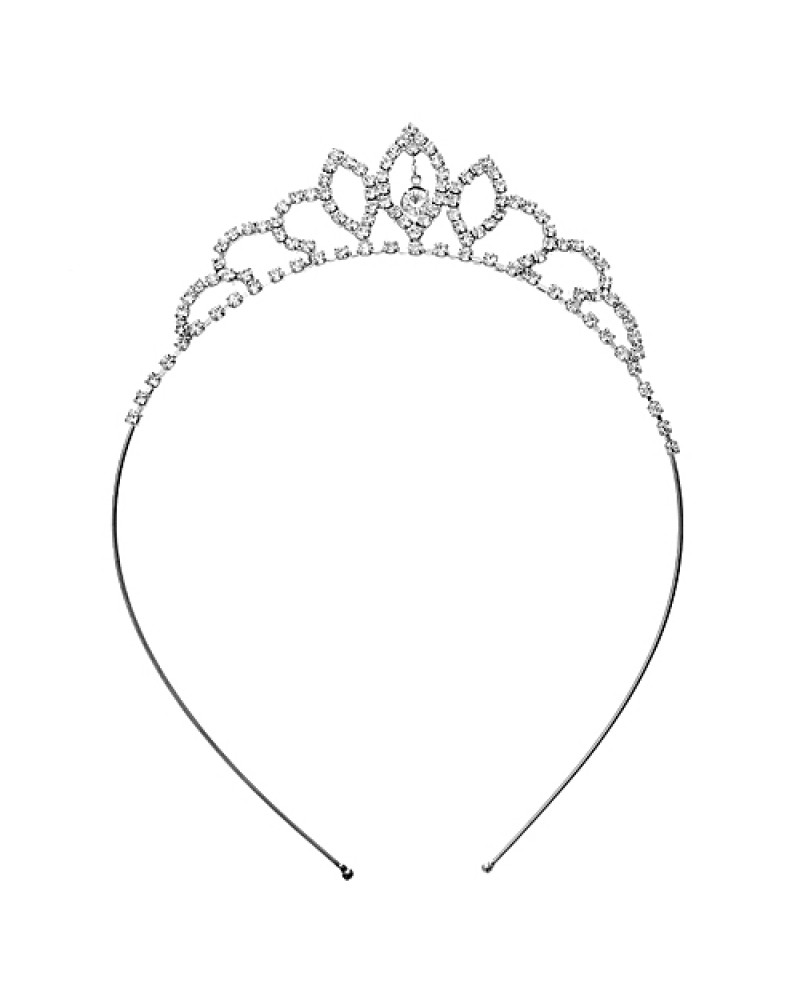 Headband: Rhinestones Tiara Headband - HB-71620CR-S