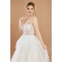 Glitter Floral Spaghetti Straps Ball Gown Wedding Dress - CB-B1001