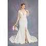 Fitted & Flare Plunge V Neck Tank Top Wedding Dress - Plus Size - CB-F3001P