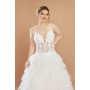 Off-shoulder A-line Semi-V Cut Wedding Dress - Plus Size - LV-A2002P