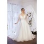 A-line Plunge V  with Detachable Puffy Long Sleeves Wedding Dress - Plus Size - LV-A4001P