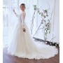 A-line Plunge V  with Detachable Puffy Long Sleeves Wedding Dress - LV-A4001