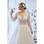 A-line Plunge V  with Detachable Puffy Long Sleeves Wedding Dress - LV-A4001