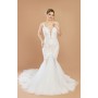 Floral Spaghetti Straps Mermaid Plunge V-Neck Wedding Dress - LV-M2001