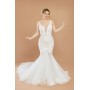 Floral Spaghetti Straps Mermaid Plunge V-Neck Wedding Dress - LV-M2001