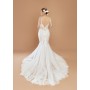 Floral Spaghetti Straps Mermaid Plunge V-Neck Wedding Dress - Plus Size - LV-M2001P