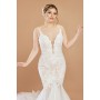 Floral Spaghetti Straps Mermaid Plunge V-Neck Wedding Dress - LV-M2001