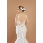 Floral Spaghetti Straps Mermaid Plunge V-Neck Wedding Dress - LV-M2001