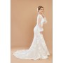 Puff Long Sleeves Mermaid Plunge V-Neck Wedding Dress - LV-M6002