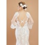 Puff Long Sleeves Mermaid Plunge V-Neck Wedding Dress - LV-M6002