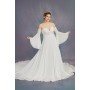 Beaded 3-D Flower A-line Semi-V cut Wedding Dress - OU-A1002