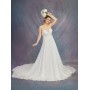 Beaded 3-D Flower A-line Semi-V cut Wedding Dress - OU-A1002