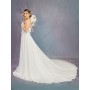 Beaded 3-D Flower A-line Semi-V cut Wedding Dress - Plus Size - OU-A1002P