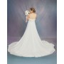 Beaded 3-D Flower A-line Semi-V cut Wedding Dress - Plus Size - OU-A1002P