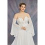 Beaded 3-D Flower A-line Semi-V cut Wedding Dress - Plus Size - OU-A1002P