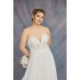 Beaded 3-D Flower A-line Semi-V cut Wedding Dress - OU-A1002